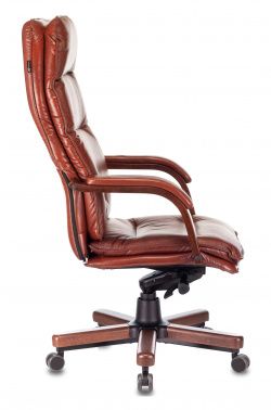 Фото кресло руководителя бюрократ t-9927walnut светло-коричневый leather eichel кожа крестовина металл/дерево