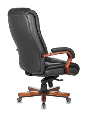 Фото кресло руководителя бюрократ t-9925walnut черный кожа крестовина металл/дерево