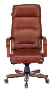 Фото кресло руководителя бюрократ t-9927walnut светло-коричневый leather eichel кожа крестовина металл/дерево