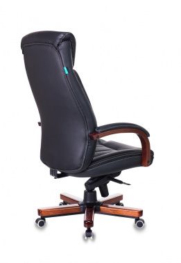 Фото кресло руководителя бюрократ t-9922walnut черный кожа крестовина металл/дерево
