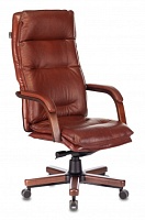 Фото кресло руководителя бюрократ t-9927walnut светло-коричневый leather eichel кожа крестовина металл/дерево