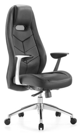 Фото кресло руководителя бюрократ _aura черная кожа крестовина алюминий